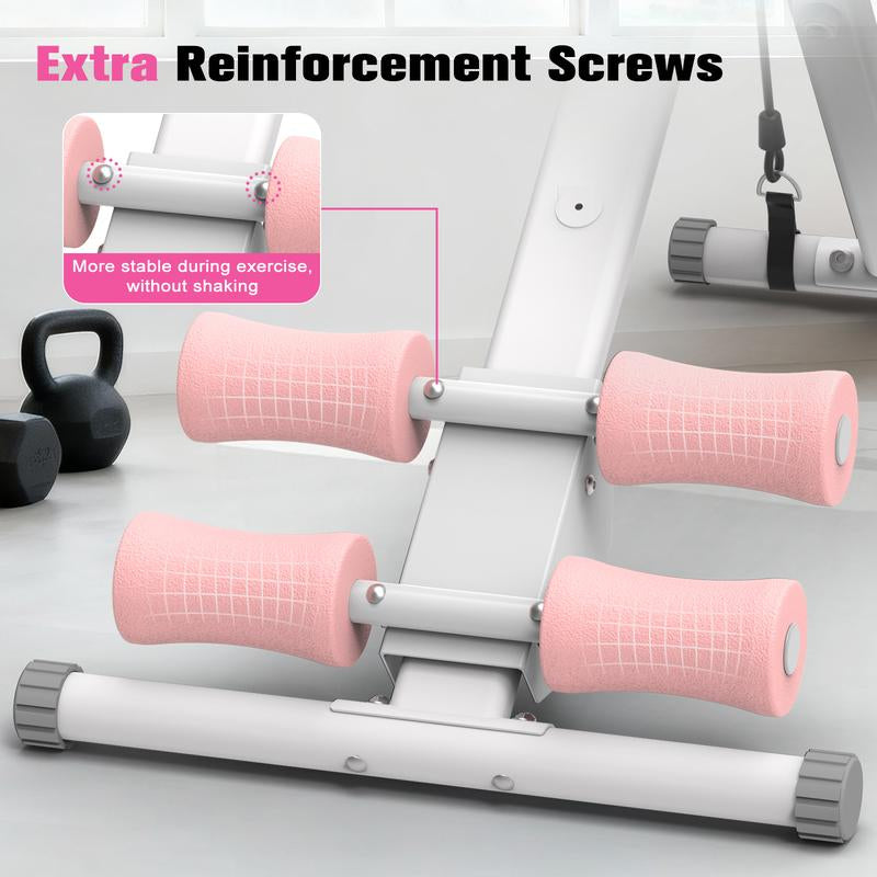 RELIFE SPORTS Foldable Adjustable Ab Trainer with LCD Monitor for Women - 440LBS Capacity, 5-Level Height & 2-Level Incline, Home Gym Equipment, Ideal Gift for Fitness Beginners