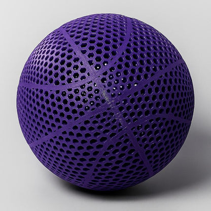 3D Printed Airless Basketball 29.5" Modern Look Quiet Play Black 3D Printed Durable Versatile Design NBA Regulation Size No Inflation Needed