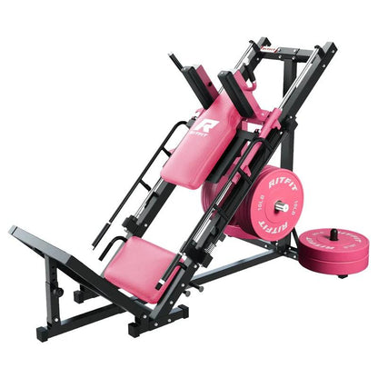 RITFIT BLP01 Pink Leg Press Hack Squat Machine with Linear Bearing, Pink Fitness Trainer, Professional Adjustable Design for Full Lower Body Workout Strength Training Equipment