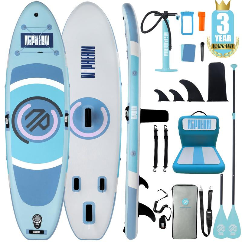Niphean Inflatable Paddle Board Set with Paddle Board Seat and Kayak Paddles - 10’ Stable Wing Durable SUP Accessory with 1 Year Warranty, Versatile for Adults & Youth Yoga Use