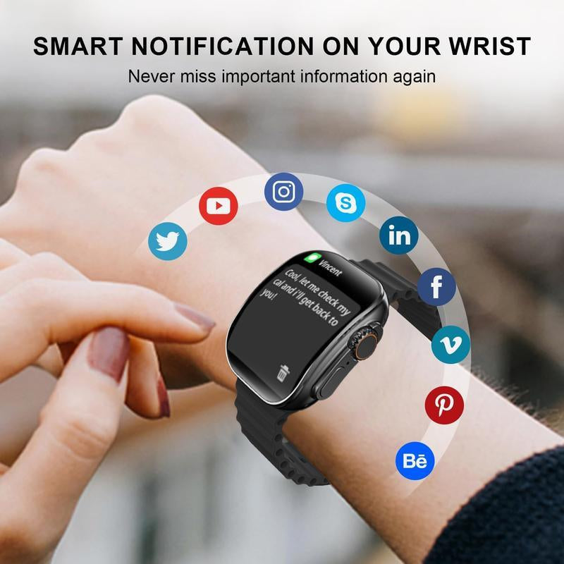 W&O Smart Watch Gift Set – 2.02" Wireless Calling Fitness Tracker Bundle with 100+ Sports Modes, Touch Screen, APP Alerts, Call & Message Reminder, Compatible with Iphone & Android – All-In-One Wearable Smart Bracelet Package
