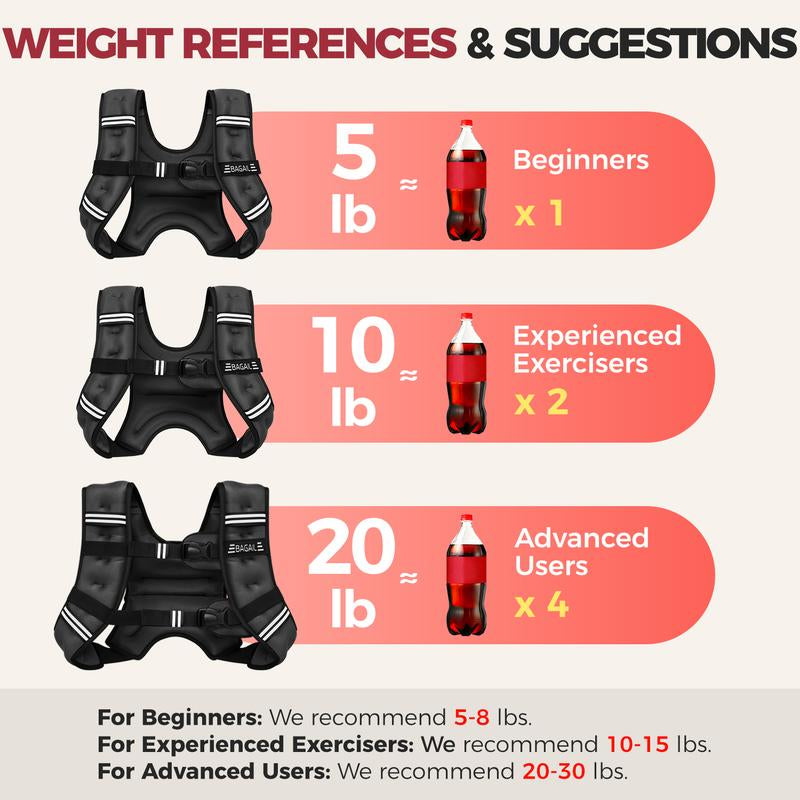 BAGAIL Weighted Vest, 5Lbs/8Lbs/10Lbs/12Lbs/15Lbs/20Lbs/25Lbs/30Lbs Weight Vest with Detachable Phone Pouch, Rucking Vest for Women, Men, Walking, Weight Loss, Training, Running