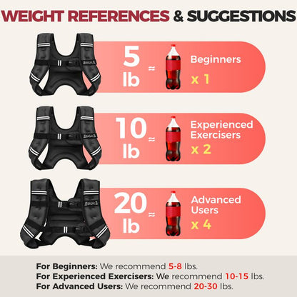 BAGAIL Weighted Vest, 5Lbs/8Lbs/10Lbs/12Lbs/15Lbs/20Lbs/25Lbs/30Lbs Weight Vest with Detachable Phone Pouch, Rucking Vest for Women, Men, Walking, Weight Loss, Training, Running