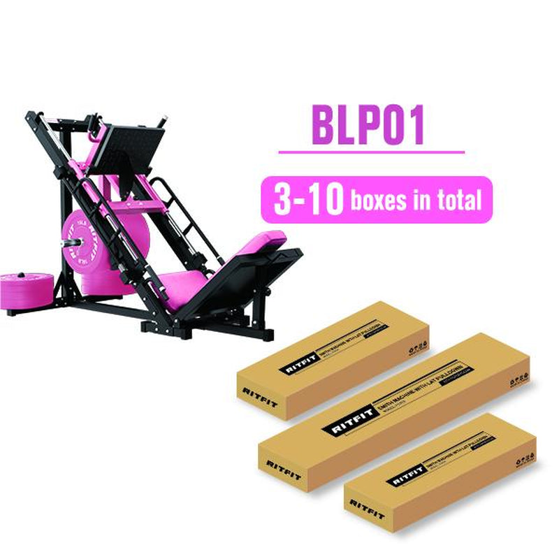 RITFIT BLP01 Pink Leg Press Hack Squat Machine with Linear Bearing, Pink Fitness Trainer, Professional Adjustable Design for Full Lower Body Workout Strength Training Equipment