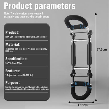 Twister Arm Trainer,Five Adjustable Levels Resistance Chest Workout Equipment,80-120Lbs Portable Chest Clip Trainer and Arm Exerciser,Portable Home Fitness Equipment