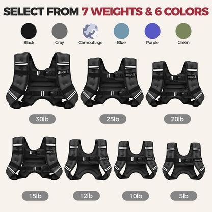 BAGAIL Weighted Vest, 5Lbs/8Lbs/10Lbs/12Lbs/15Lbs/20Lbs/25Lbs/30Lbs Weight Vest with Detachable Phone Pouch, Rucking Vest for Women, Men, Walking, Weight Loss, Training, Running