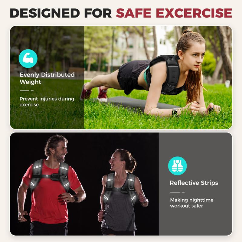 BAGAIL Weighted Vest, 5Lbs/8Lbs/10Lbs/12Lbs/15Lbs/20Lbs/25Lbs/30Lbs Weight Vest with Detachable Phone Pouch, Rucking Vest for Women, Men, Walking, Weight Loss, Training, Running