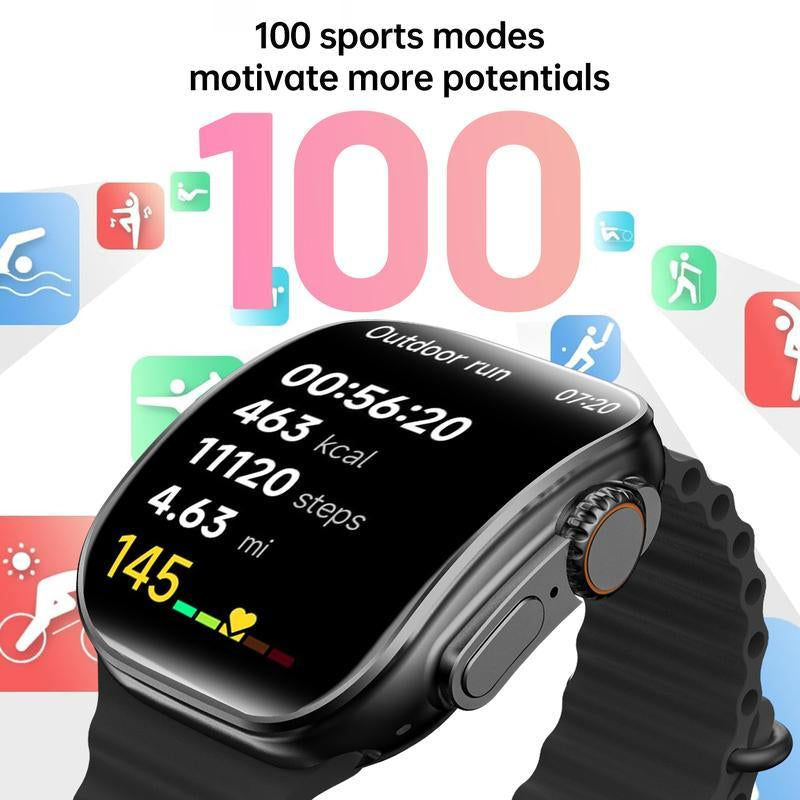 W&O Smart Watch Gift Set – 2.02" Wireless Calling Fitness Tracker Bundle with 100+ Sports Modes, Touch Screen, APP Alerts, Call & Message Reminder, Compatible with Iphone & Android – All-In-One Wearable Smart Bracelet Package