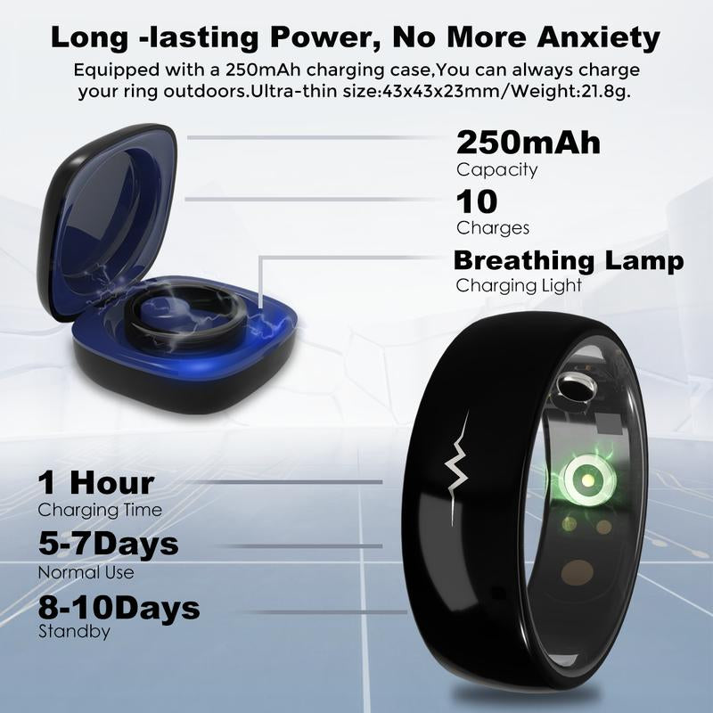MIRO R1E ECG Blood Glucose Monitor Smart Ring - Comprehensive Health Monitoring, Heart Rate & Blood Oxygen, Sleep, Waterproof, Android Watch, Fitness Tracker