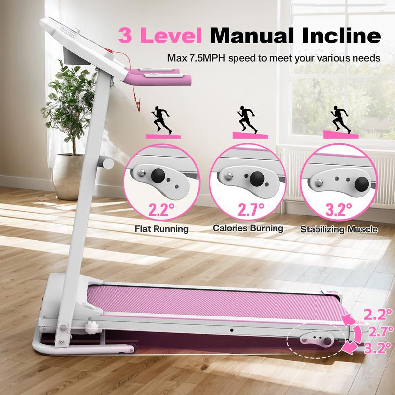 LIVIVOX 7.5 MPH Foldable Walkable Walking Treadmill with Handle，Remote Control ，Wheels for Easy Moving，265Lbs Weight Capacity Outdoorfun Home Gym Fitness Equipment Workout Calories， Ideal for Home/Office,Apartment ,Incline Treadmill