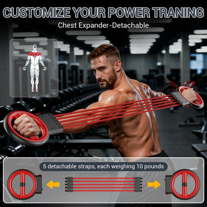 AKLUER 3-IN-1 Forearm Strength Trainer All-In-One 360° Rotator Burn Machine Detachable Dumbbells Chest Expander Adjustable Resistance Portable Upper Body Training - Hand Grip Strengthener