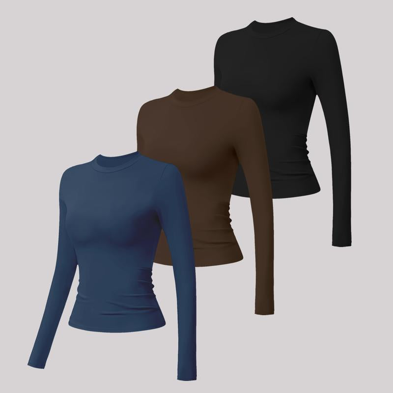 Timeoff 5-Piece Solid Sports Tee Set round Neck Slim Stretchy Ideal for Yoga Gym Workouts Women'S Athletic Wear Sporty Style Clothes Gym Shirts Workout Tops Oversized Gym Shirts Fitness Outfit