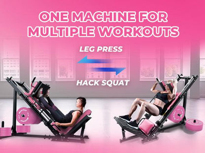 RITFIT BLP01 Pink Leg Press Hack Squat Machine with Linear Bearing, Pink Fitness Trainer, Professional Adjustable Design for Full Lower Body Workout Strength Training Equipment