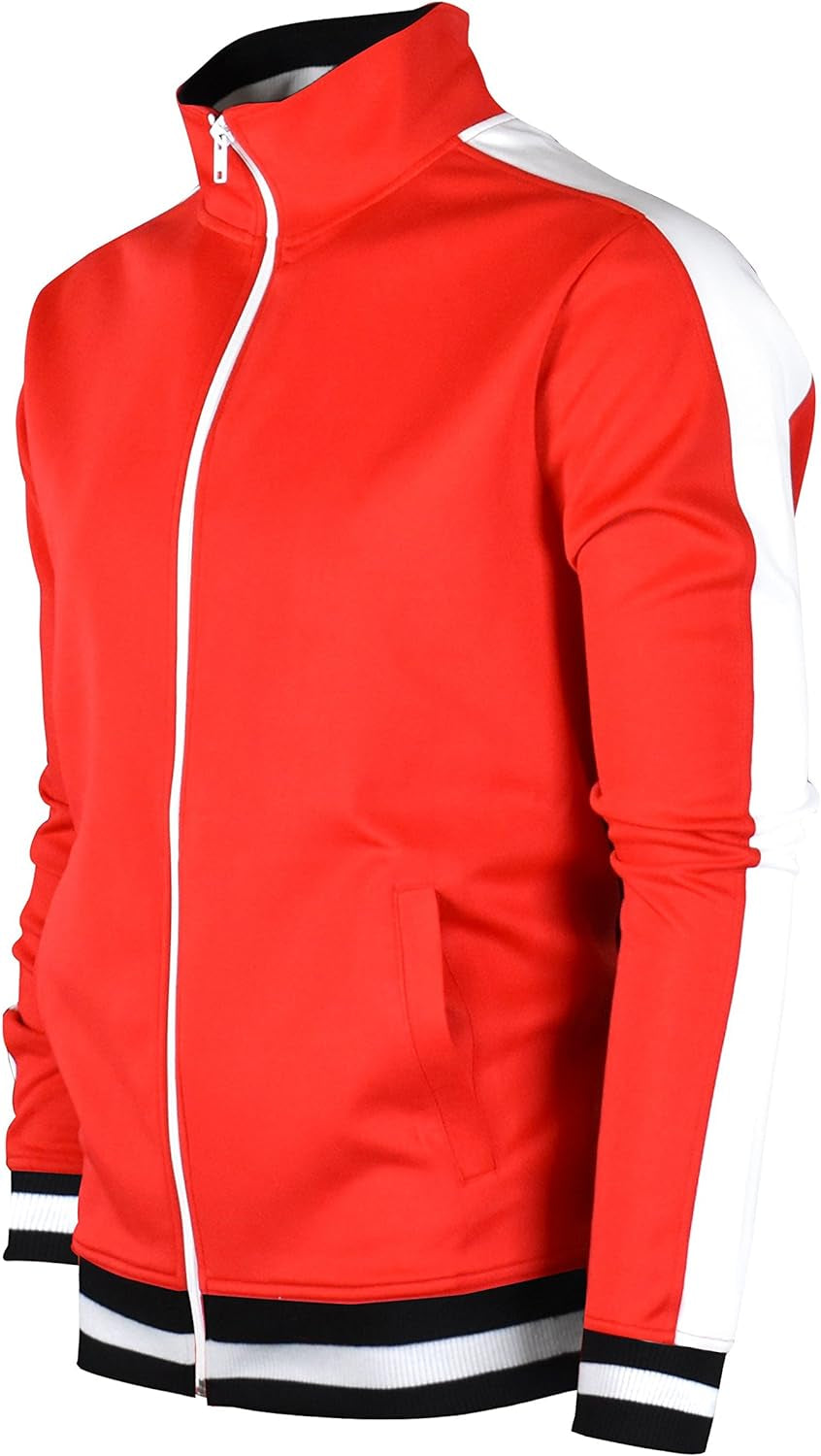 -TRACK JACKET Mens Urban Hip Hop Premium Track Jacket - Slim Fit Side Taping Sportswear Urbanwear Streetwear Top