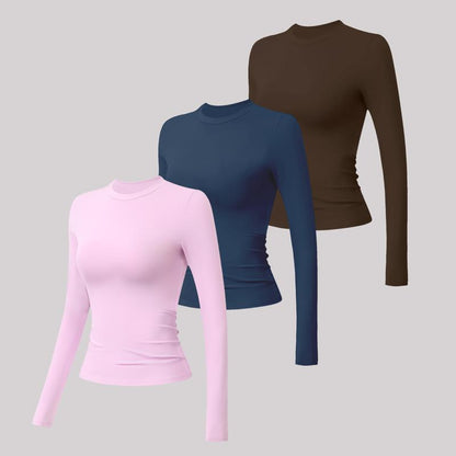 Timeoff 5-Piece Solid Sports Tee Set round Neck Slim Stretchy Ideal for Yoga Gym Workouts Women'S Athletic Wear Sporty Style Clothes Gym Shirts Workout Tops Oversized Gym Shirts Fitness Outfit