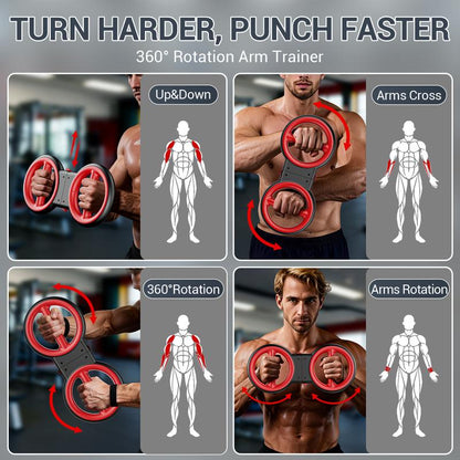 AKLUER 3-IN-1 Forearm Strength Trainer All-In-One 360° Rotator Burn Machine Detachable Dumbbells Chest Expander Adjustable Resistance Portable Upper Body Training - Hand Grip Strengthener
