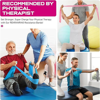Resistance Bands for Workout: Exercise Bands for Physical Therapy, Stretching, Recovery, Pilates, Rehab, Strength Training, and Yoga