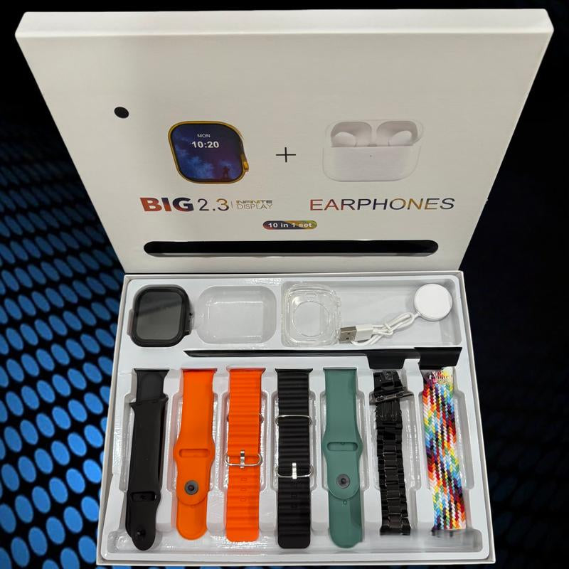 W&O Smart Watch Gift Set – 2.02" Wireless Calling Fitness Tracker Bundle with 100+ Sports Modes, Touch Screen, APP Alerts, Call & Message Reminder, Compatible with Iphone & Android – All-In-One Wearable Smart Bracelet Package