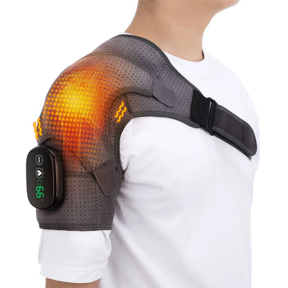 Electric Heating Shoulder Massager Vibration Massage Shoulder Brace Support Belt Rechargeable Warmer Knee Relief 3 Gear Belt Pad