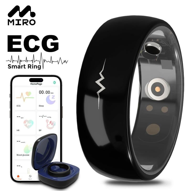 MIRO R1E ECG Blood Glucose Monitor Smart Ring - Comprehensive Health Monitoring, Heart Rate & Blood Oxygen, Sleep, Waterproof, Android Watch, Fitness Tracker