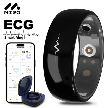 MIRO R1E ECG Blood Glucose Monitor Smart Ring - Comprehensive Health Monitoring, Heart Rate & Blood Oxygen, Sleep, Waterproof, Android Watch, Fitness Tracker
