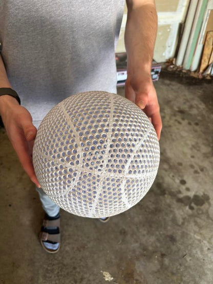 3D Printed Airless Basketball 29.5" Modern Look Quiet Play Black 3D Printed Durable Versatile Design NBA Regulation Size No Inflation Needed