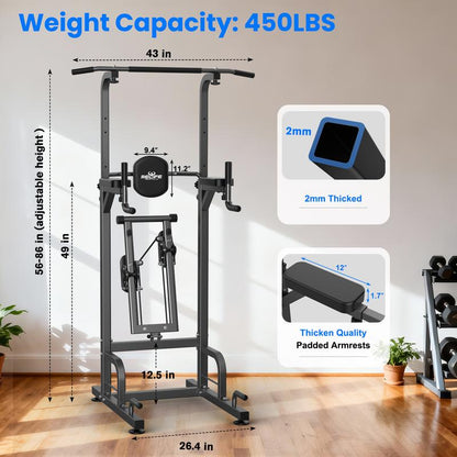Relife Sports Power Tower Dip Station Pull up Bar for Fitness Home Gym Workout,Multi-Function Adjustable Height Fitness Strength Training Exercise Equipment,With Stair Stepper Tiktokshopholidayhaul