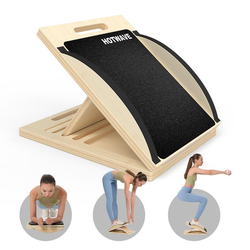 HOTWAVE Slant Board Balance Board, 2-In-1, Adjustable Portable Wooden Inclined Board, 330-Pound Weight Capacity, Suitable for Leg Exercises, Squats, and Calf Stretches in Physical Therapy