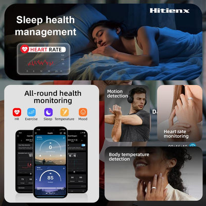 Smart Ring – Wellness Tracker with Heart Rate, Temperature Check, Sleep, Stress & Cycle Reminder Insights | Auto Activity Detection | Fitness Ring for Men & Women | No Subscription | Android & Ios Compatible