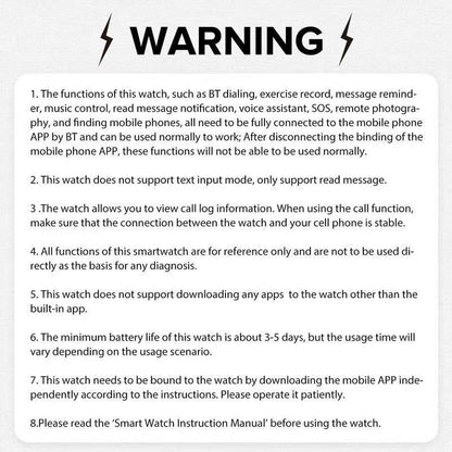 Smart Watch, Wireless Calling/Dialing, Multi Sport Mode, Call Reminder and Rejection, SMS Reminder, Message Reminder, Various APP Reminders